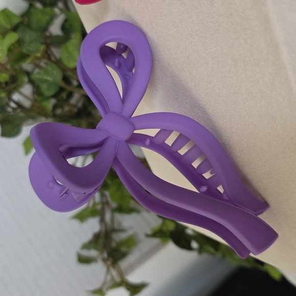 Set of 3 Claw Hair Clips Pink Bow Purple Bow Iridescent Clear Butterfly - Picture 3 of 8